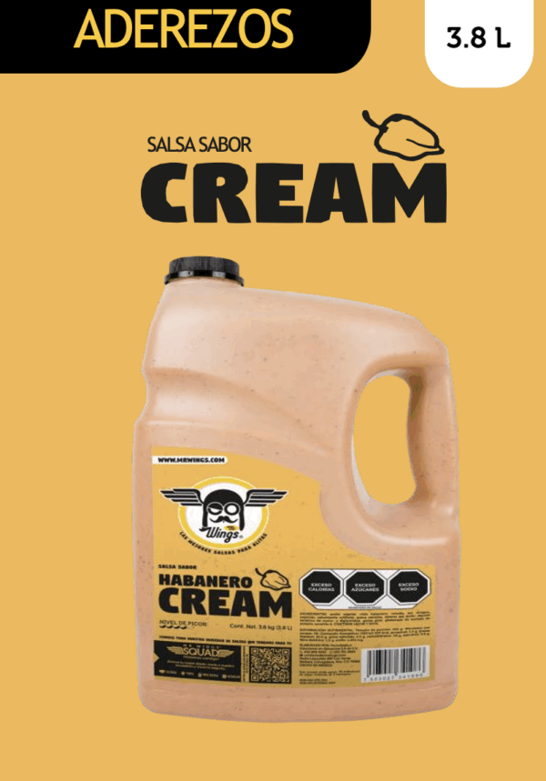 4 botellas de 3.8 L. de aderezo Habanero Cream